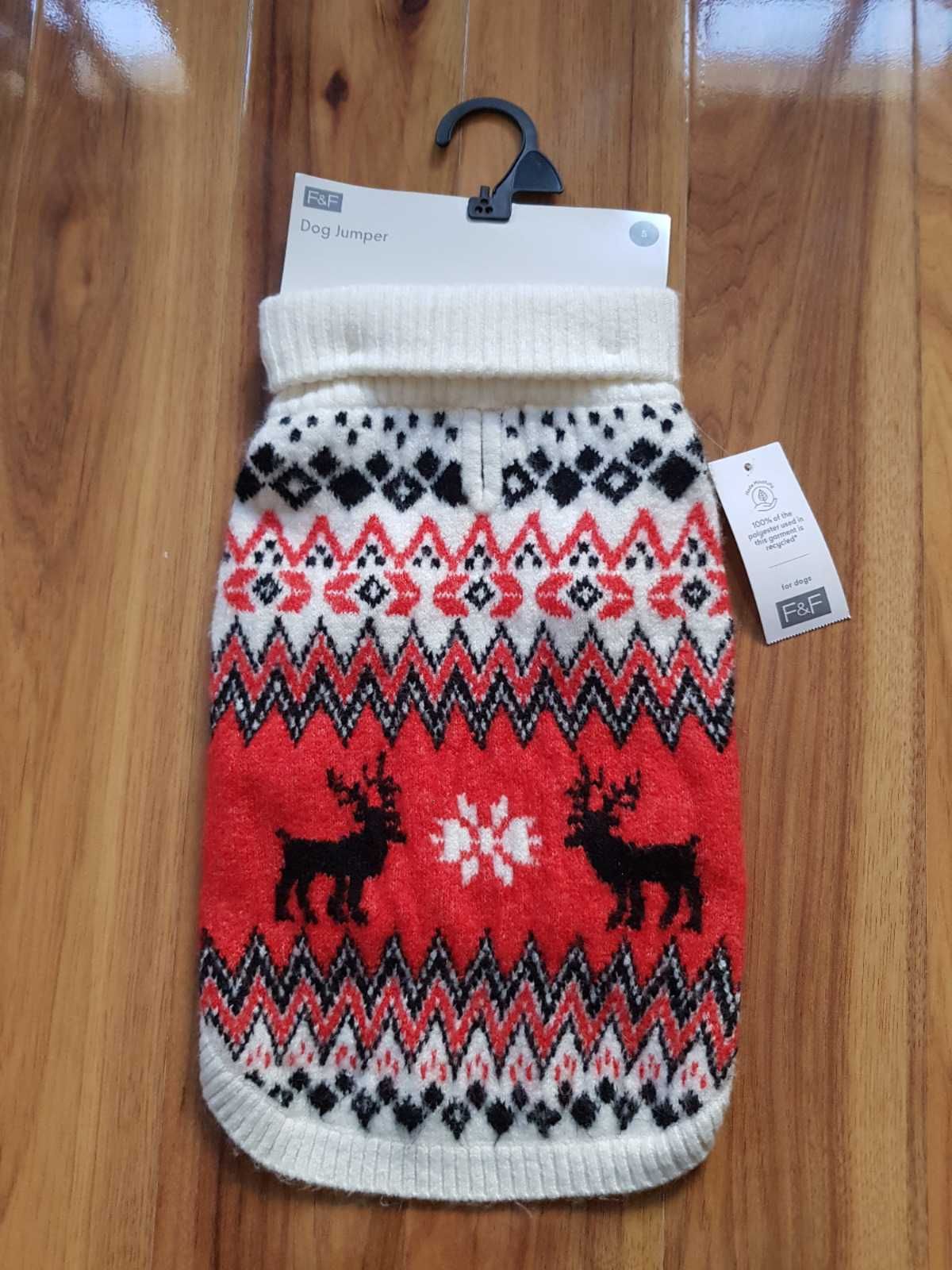 Sweter świąteczny w renifery dla psa F&F S nowy z metką sweterek