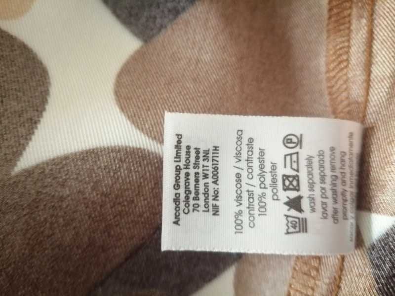 Nowa tunika 4XL 48 z wiskozy w kwiaty wzorzysta beżowa brązowa