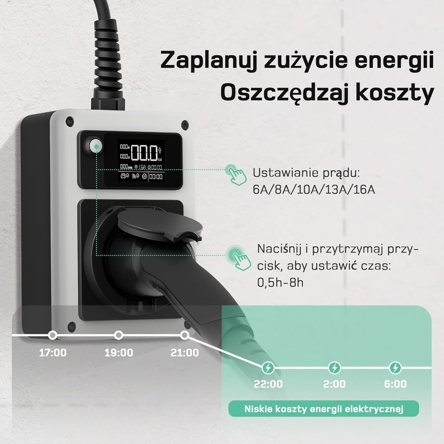 Ładowarka samochodowa dé Przenośny wallbox 11 kW z aplikacją EV Charge