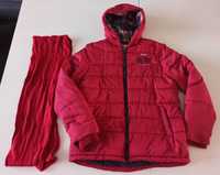 zimowa kurtka czerwona watowana z polarem Reserved rozmiar 158 szalik