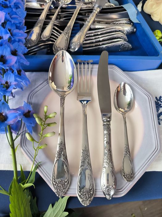 Мельхиор покрытие серебро столовые приборы Classic 6песон 24 прибора