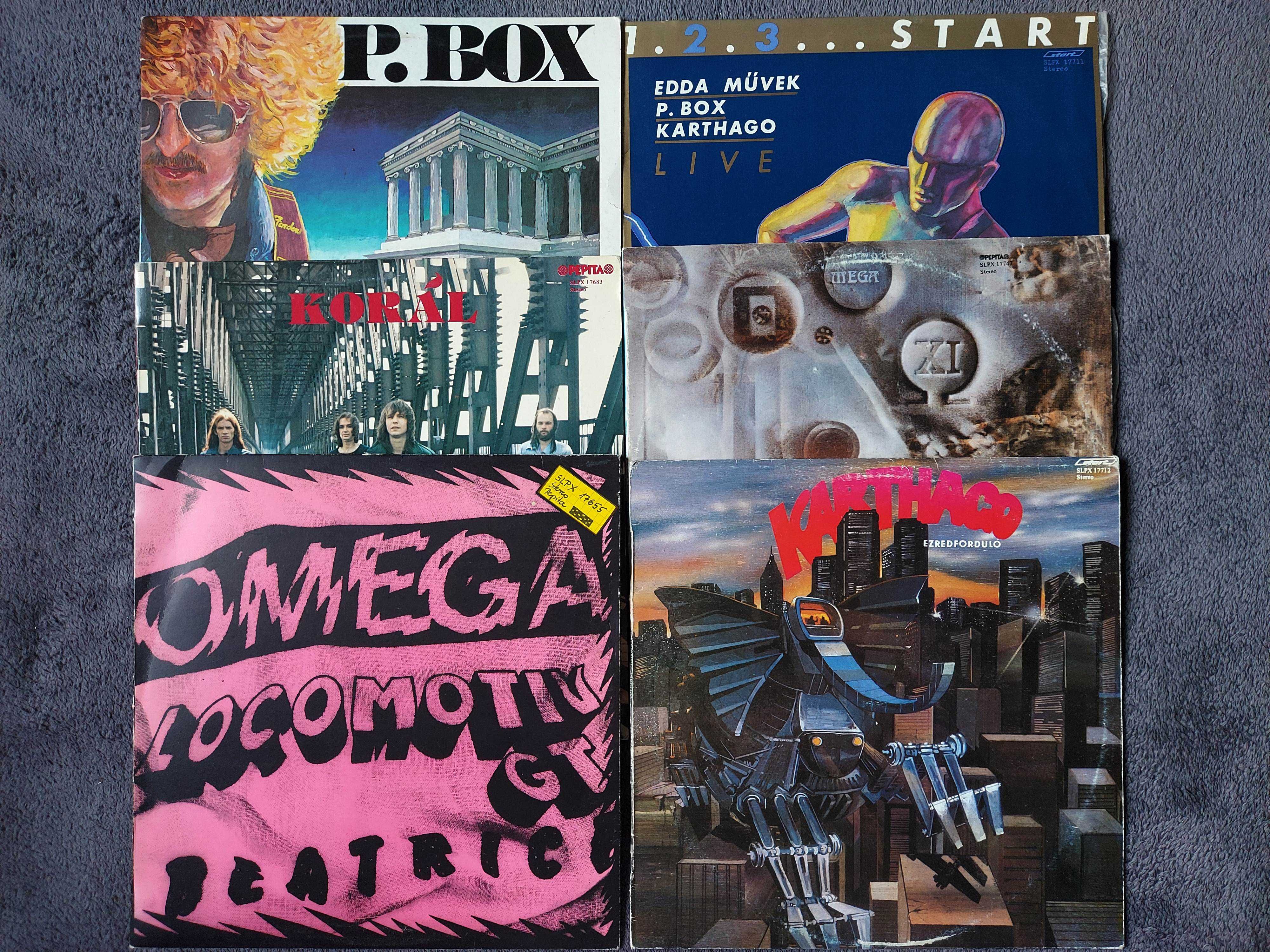 6 LP zespoły węgierskie Omega, Karthago, P. Box, Locomotiv GT, Koral