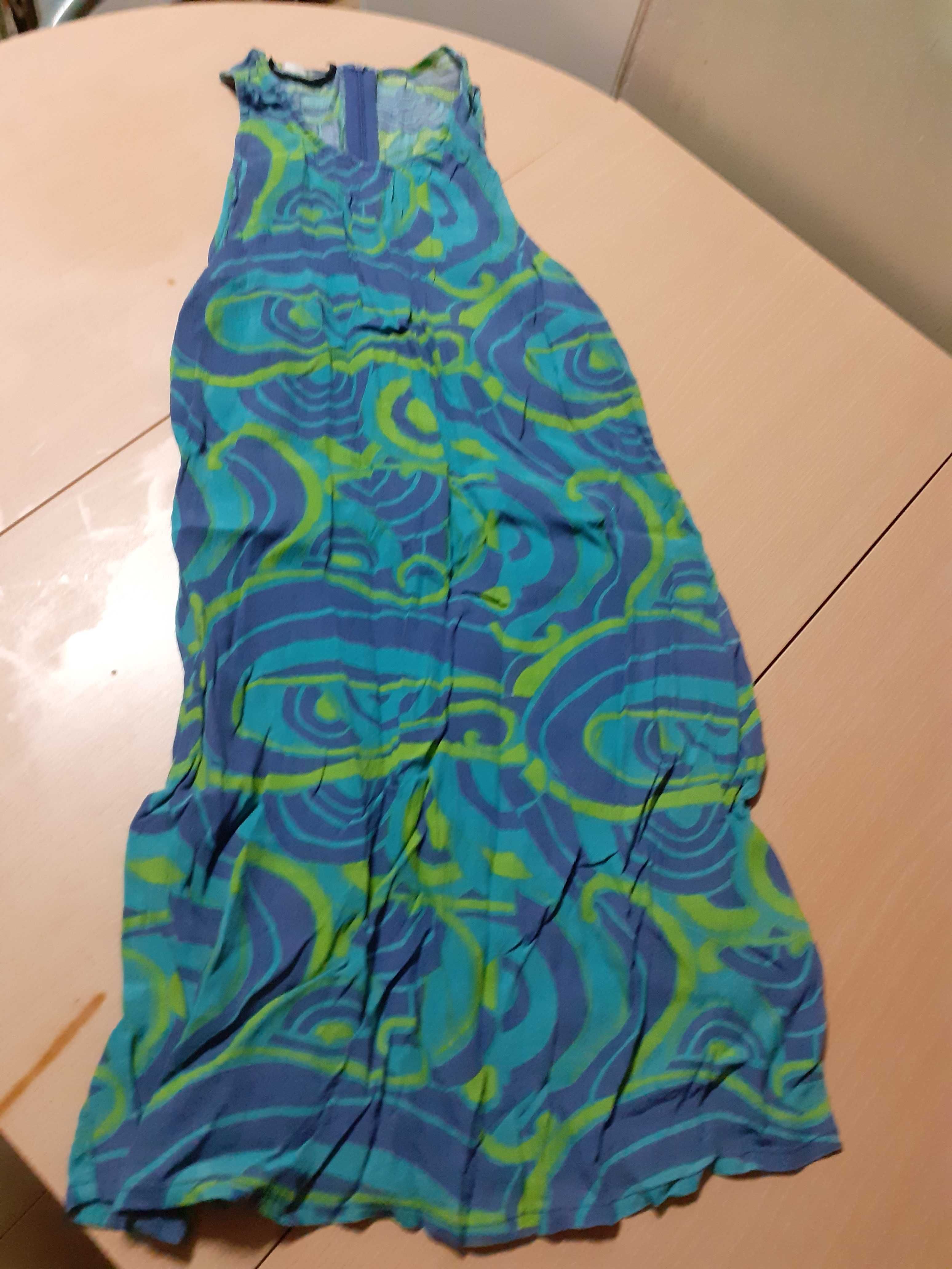 Vestido da Naf Naf em tons de azul/verde, caviado