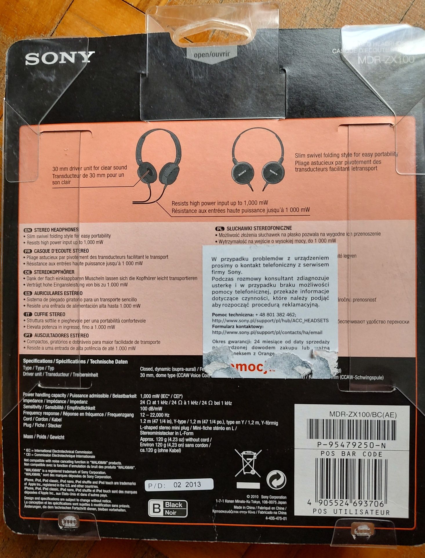Nowe słuchawki SONY MDR - ZX100