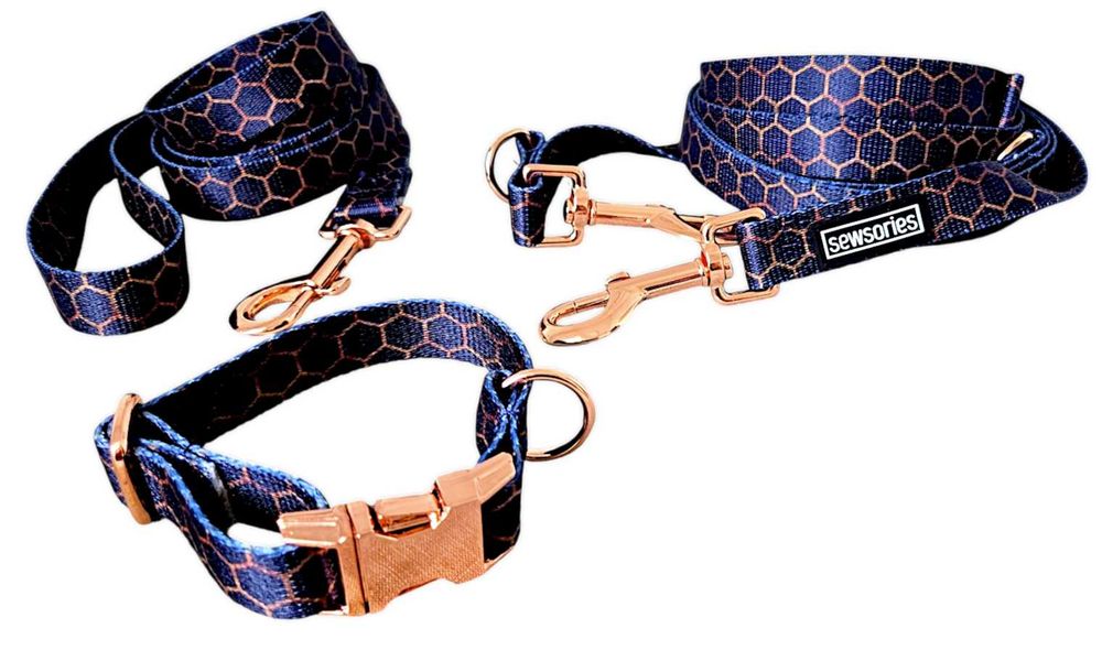 Smycz miejska dla psa SEWSORIES CZARNY MIÓD długość 150 cm