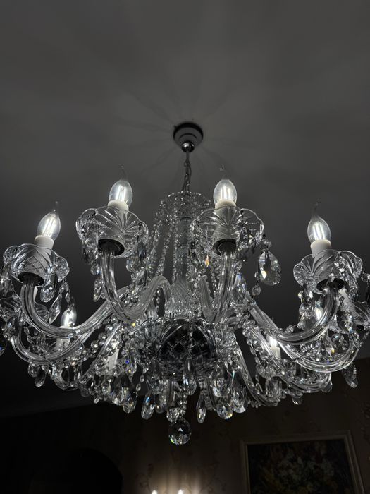 Хрустальна люстра на 12 лампочок, металік .