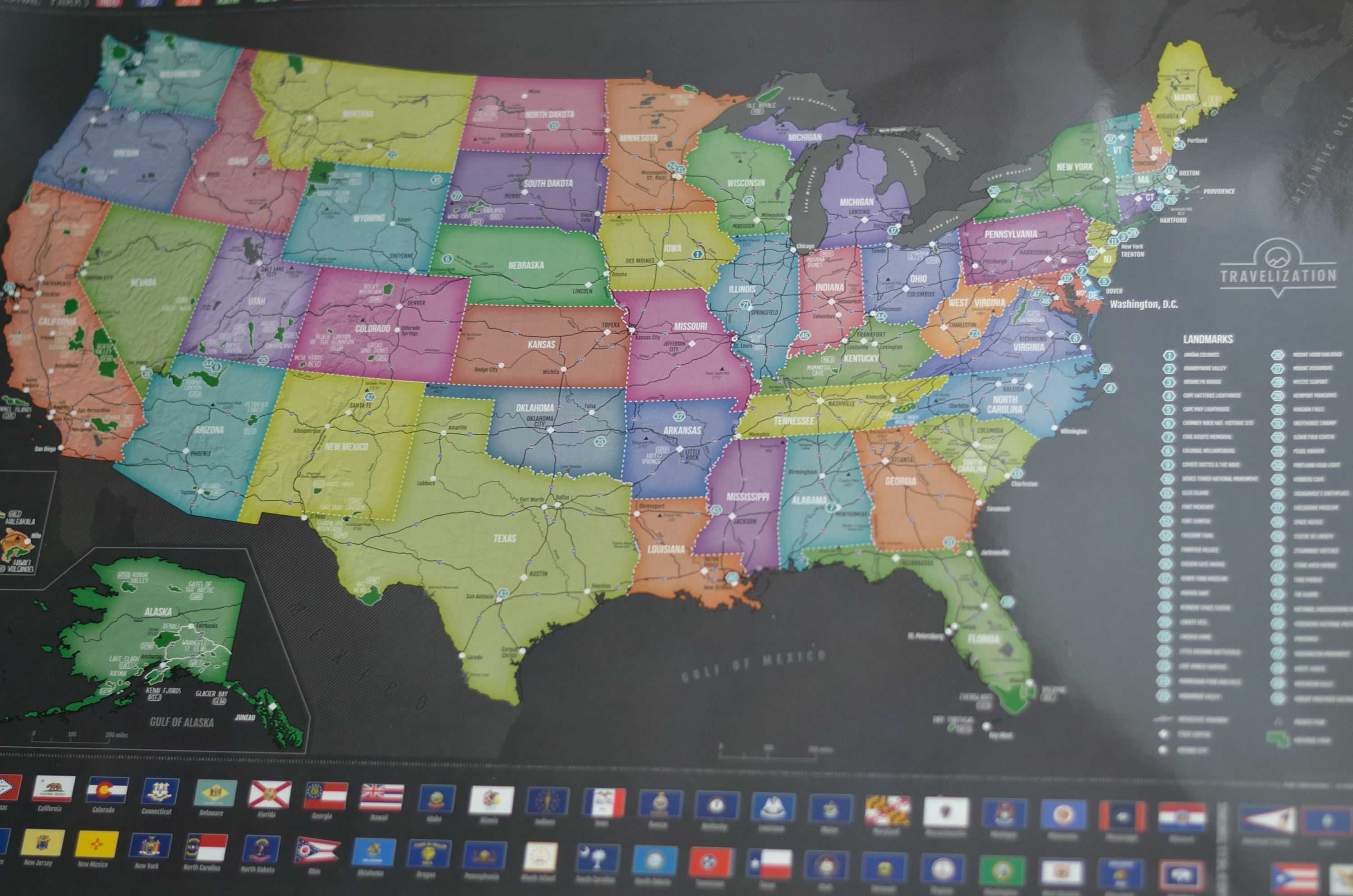 Тревел-карта Америки (США) 62х42см
