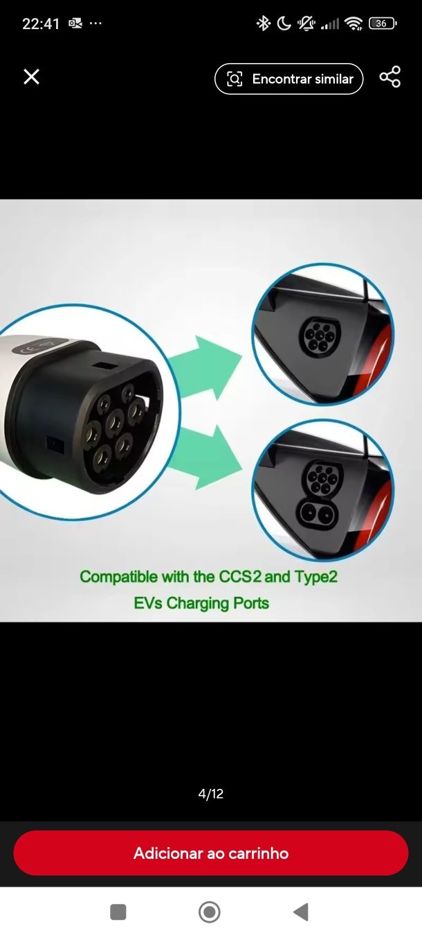 Cabo tipo2 para carros elétricos, 22kw. NOVO