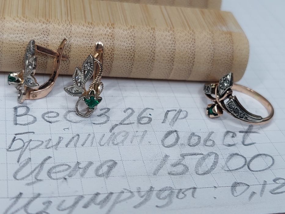 Золотые серьги 583 пробы с бриллиантами