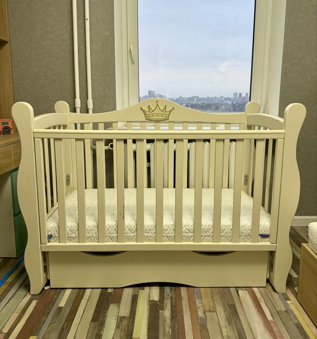 Дитяче ліжко Angelo Lux 10 з шухлядою, маятником 120х60 СлоноваКістка