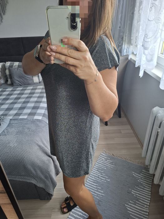 Blyszczaca sukienka jakby brokatowa Blue Vanilla S M L