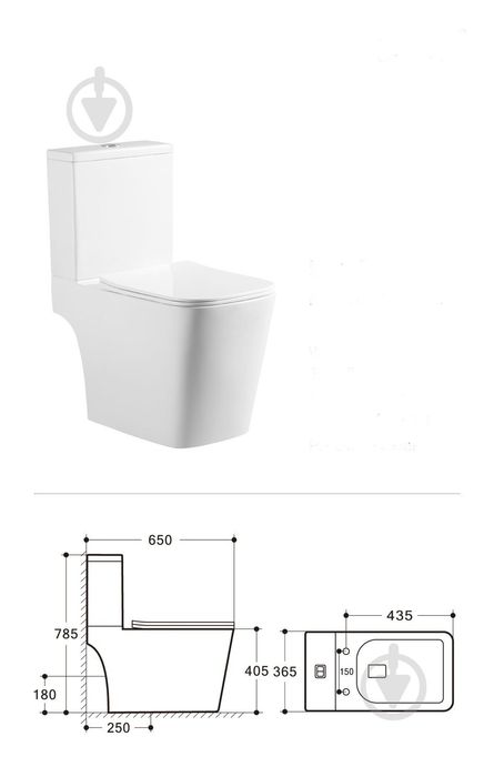 Унітаз-компакт ScandiSPA EDDA Rimless з сидінням SLIM soft-close 3/6 л