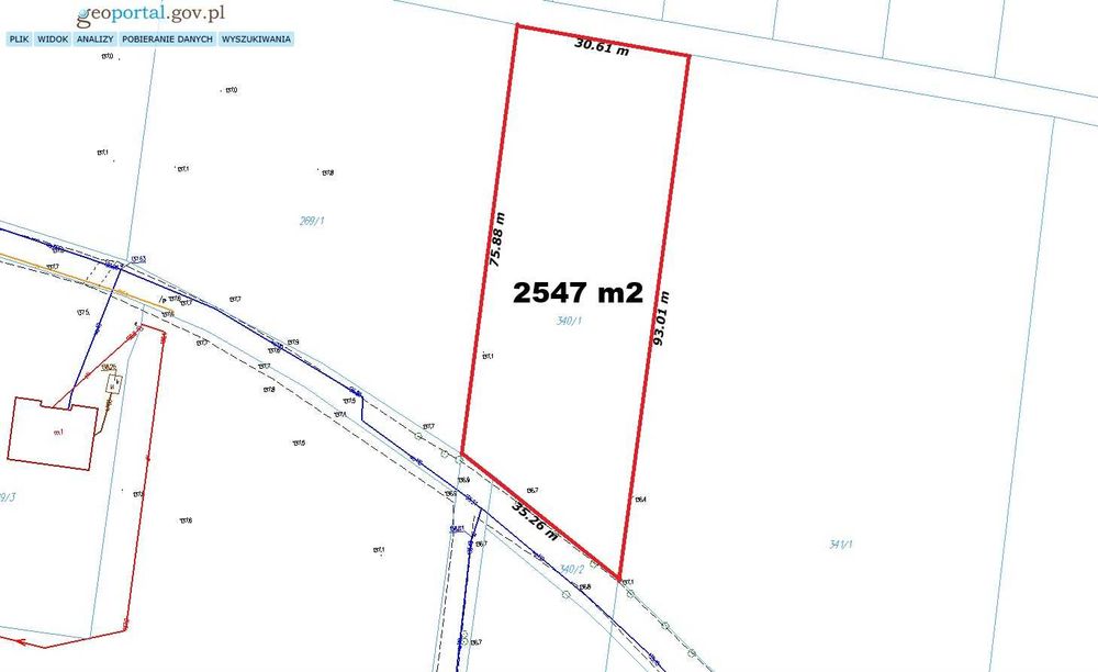 2547 m2 - działka budowlana w Husince gm. Biała Podlaska (dom + staw)