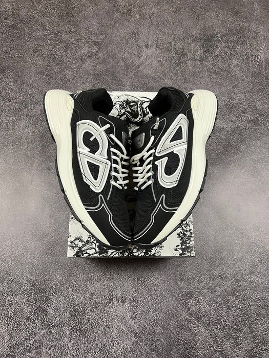 Dior B30 Black White мужские кроссовки новые черные Диор