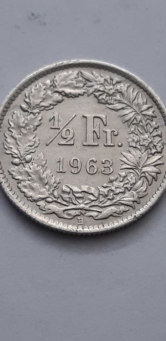 Szwajcaria 1/2 franka 1963 rok - srebro - real foto