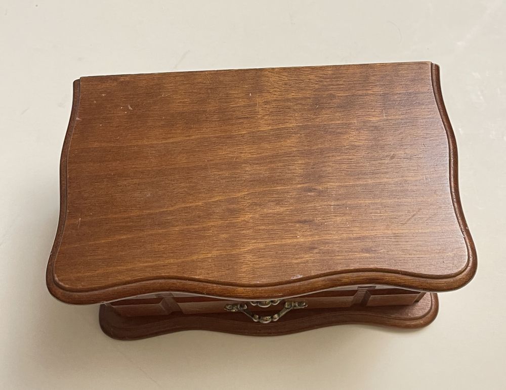 Stara szkatułka drewniana z lusterkiem szufladką na biżuterię vintage