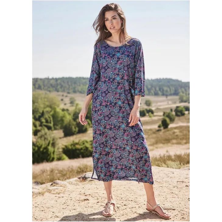 bonprix sukienka boho kwiaty wzór wiązanie midi 40-42