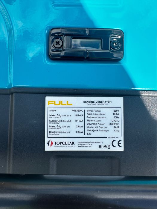 Генератор однофазний бензиновый FULL FGL 3500 L(2,8 кВт)