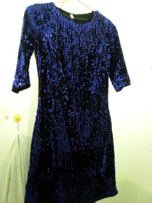 Сукня нарядна святкова вечірня синя з люрексом 44р платье