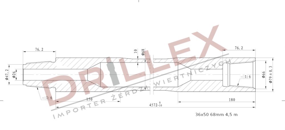 Żerdzie wiertnicze Vermeer D36x50 4,5m fi 68