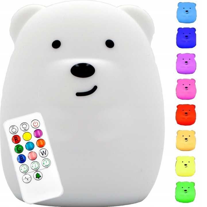 Lampka nocna miś dla dzieci - USB + Pilot DARMOWA WYSYŁKA