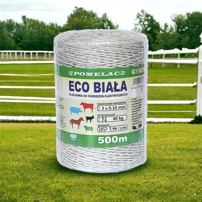 PLECIONKA LINKA do ogrodzeń elektrycznych ECO BIAŁA 500M do pastucha!