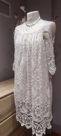 Biała koronkowa sukienka M Nowa z metką