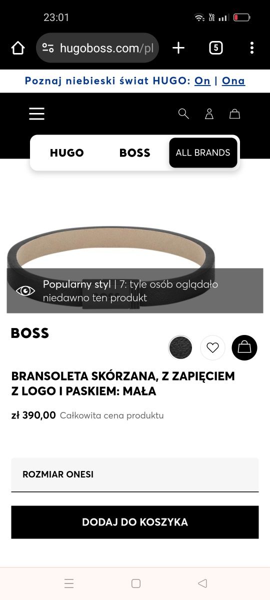 Bransoletka męska marki BOSS