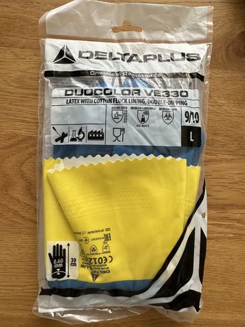 Rękawice gospodarcze lateksowe Deltaplus Duocolor VE330 nowe L