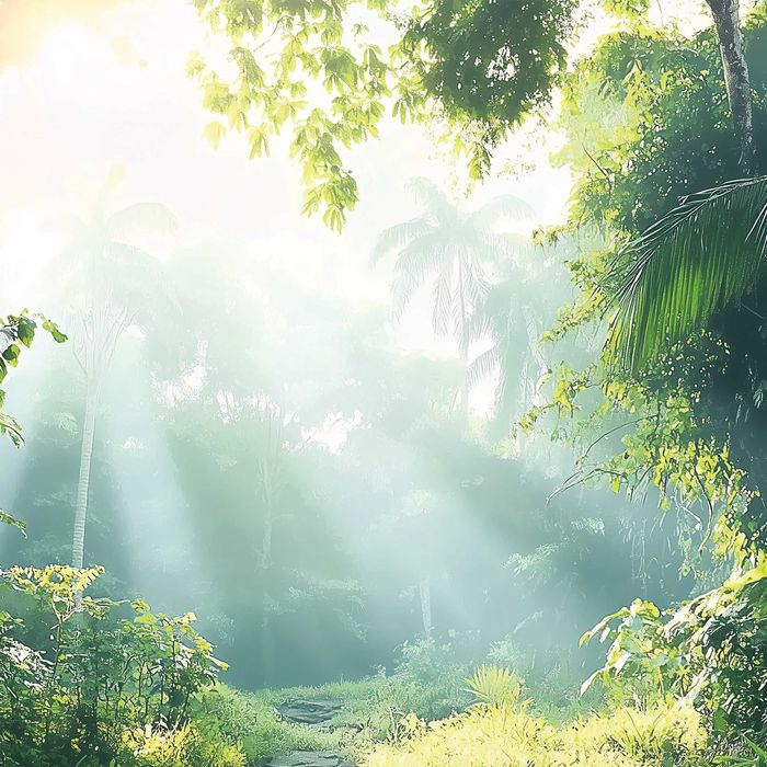 Fototapeta Las O Poranku Zieleń Drzewa Lato Wakacje Natura 3D + KLEJ