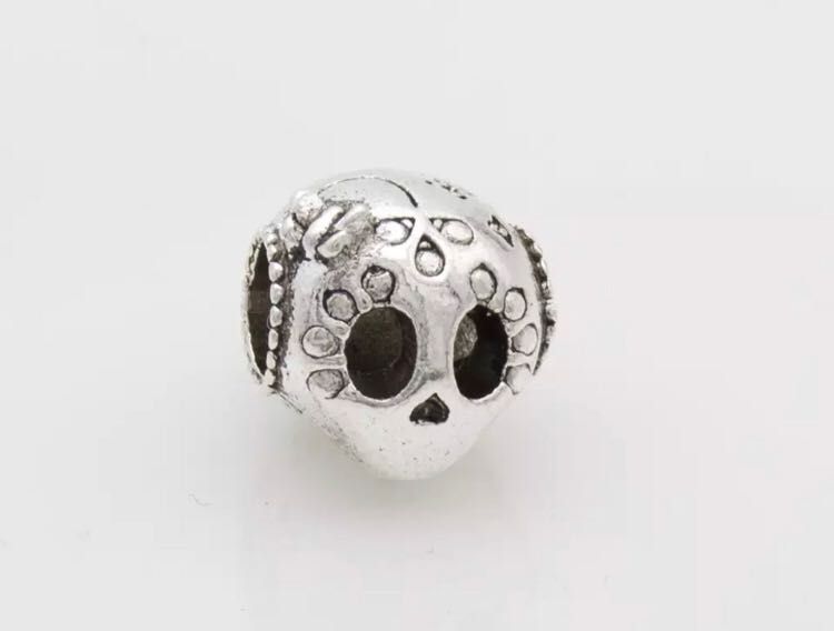 charms do pandora czaszka kwiaty ażurowe srebrny meksyk