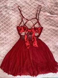 Czerwona seksowna koszula nocna sukienka