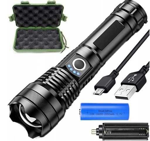 Latarka taktyczna bardzo mocna LED mocna taktyczna USB akumulator/bate