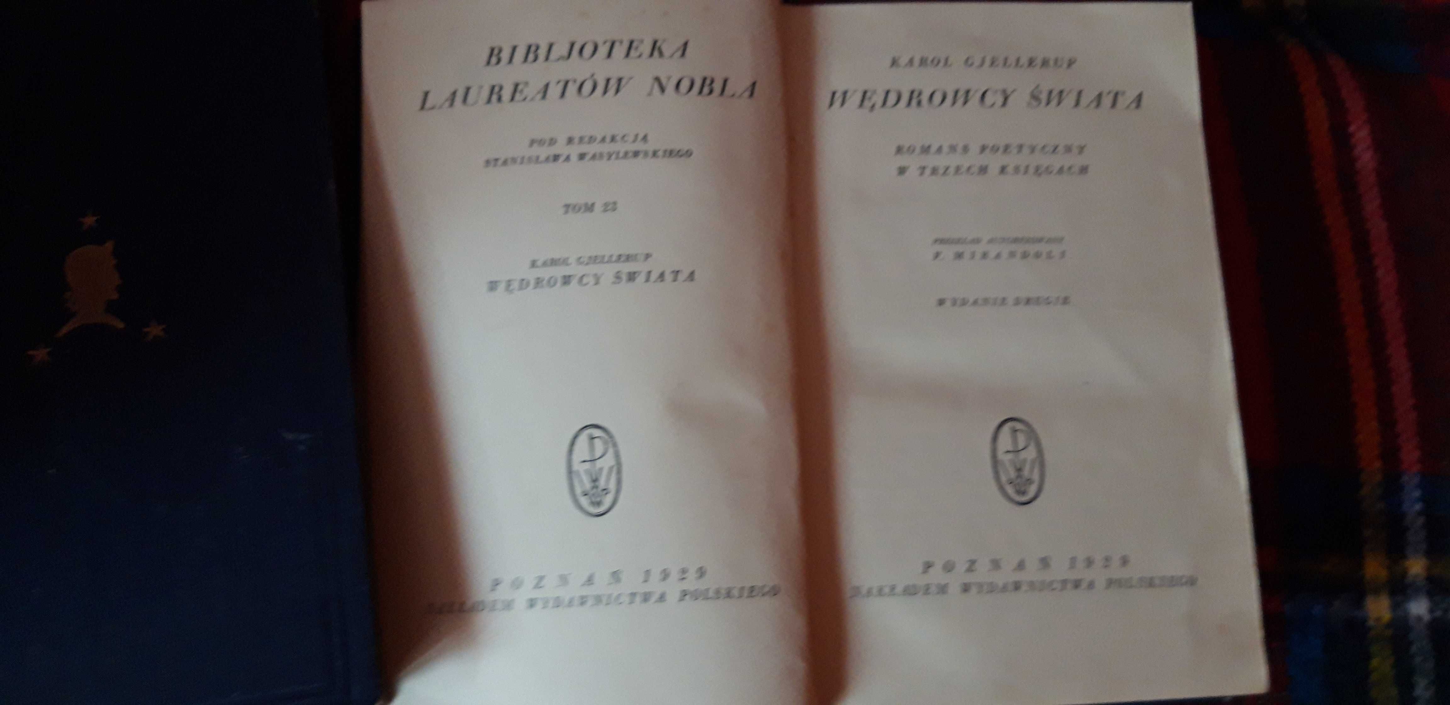7  tomów BIBLIOTEKI LAUREATÓW NOBLA w oryg. granatowych oprawach, cudo