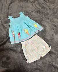 Легкий детский костюм для девочки 18-24 мес. комплект: туника и шорты