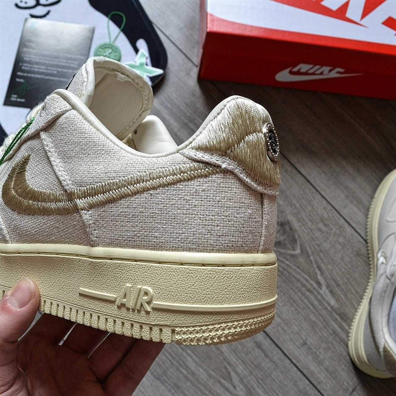 Чоловічі кросівки Stussy X Nike Air Force 1 Low бежевий 0407 ЯКІСТЬ