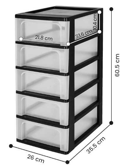 Iris Ohyama, Komoda, organizer plastikowy 60x35x26 [cm], 5 szuflad