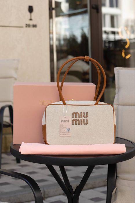 Сумка жіноча Miu Miu миу міу шопер тоут женская сумочка светлая шкіра