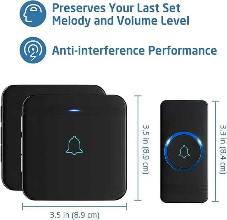 AVANTEK D-3B zestaw bezprzewodowych dzwonków zasięg 400 m 115 dB