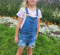 Ogrodniczki 128 Reserved krótkie dla dziewczynki dziewczęce jeansowe