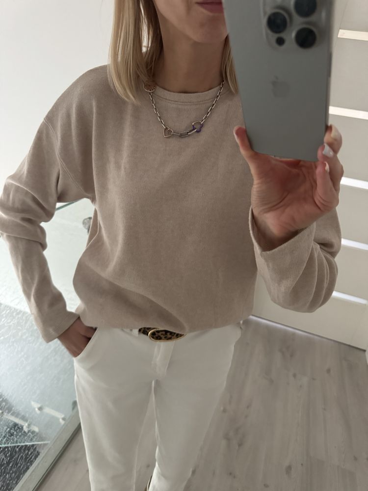 Zara lekki sweter oversize beż taupe 36