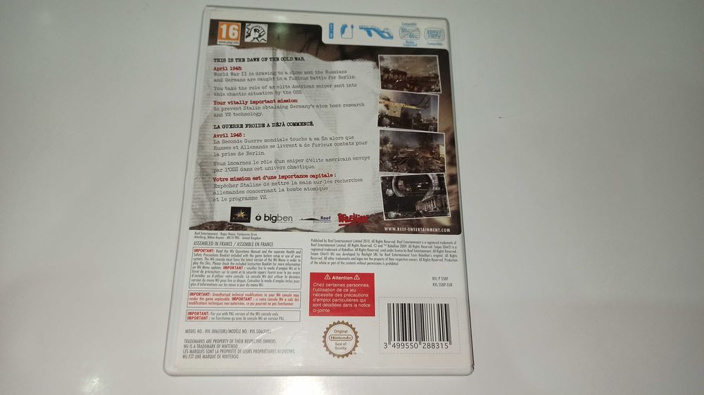 nintendo wii SNIPER ELITE gra snajperska II wojna komplet 3xA