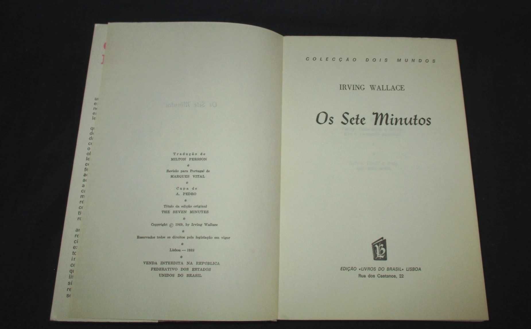 Livro Os Sete Minutos Irving Wallace Dois Mundos 168