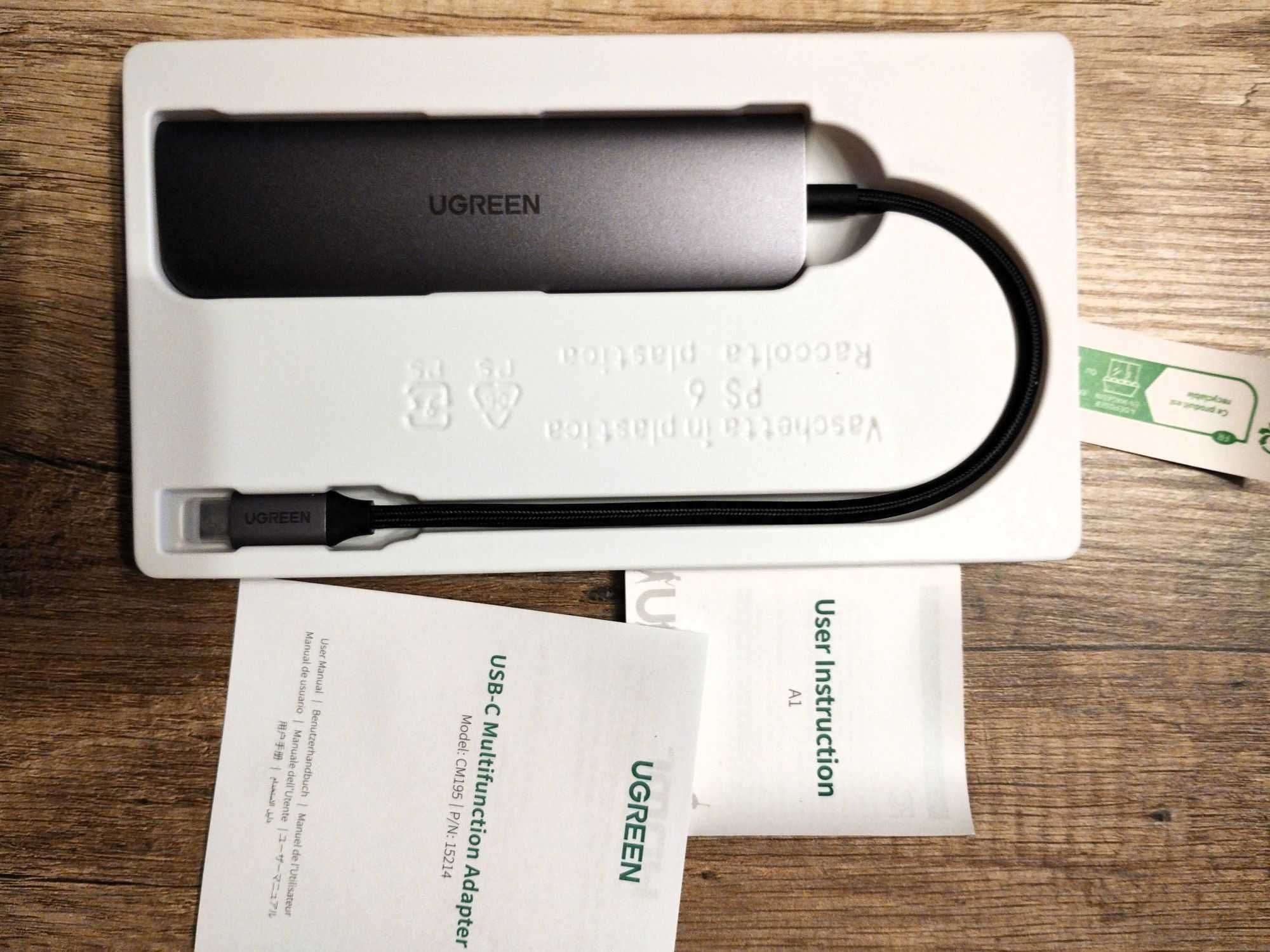 Adapter UGREEN CM195 hub USB-C do HDMI, 2xUSB-A 3.0, SD/TF, PD