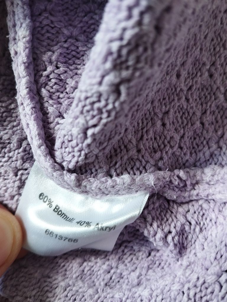 Sweter kardigan, na suwak, okrągły dekolt, szanelka, struktura r. L/XL