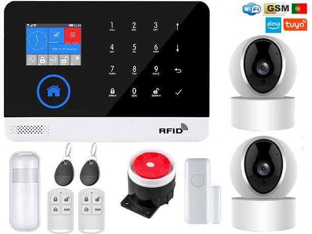 Alarme Casa Tuya sem Fios + Cameras GSM/WiFi Android/iOS (NOVO)