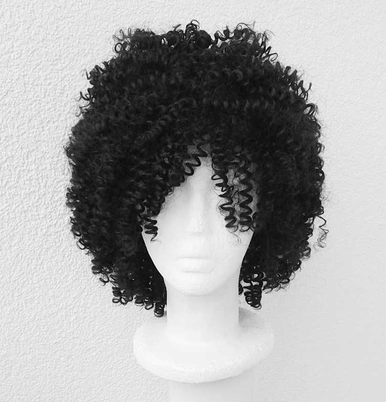 Czarna afro loki lokowana peruka czarny wig cosplay loczki