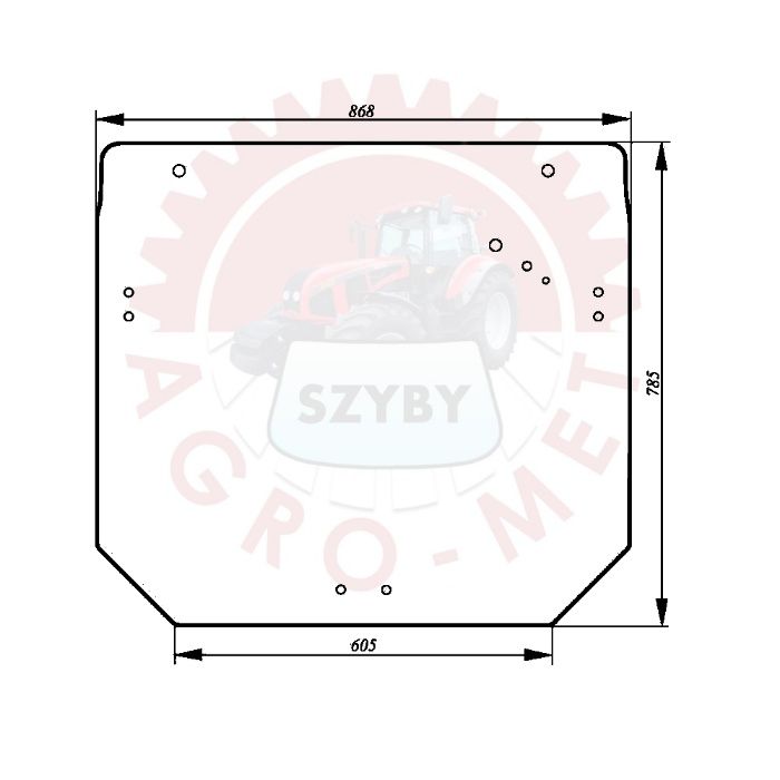 Szyba tylna John Deere 5220, 5320, 5420, 5520, 5620, 5720 ACX412