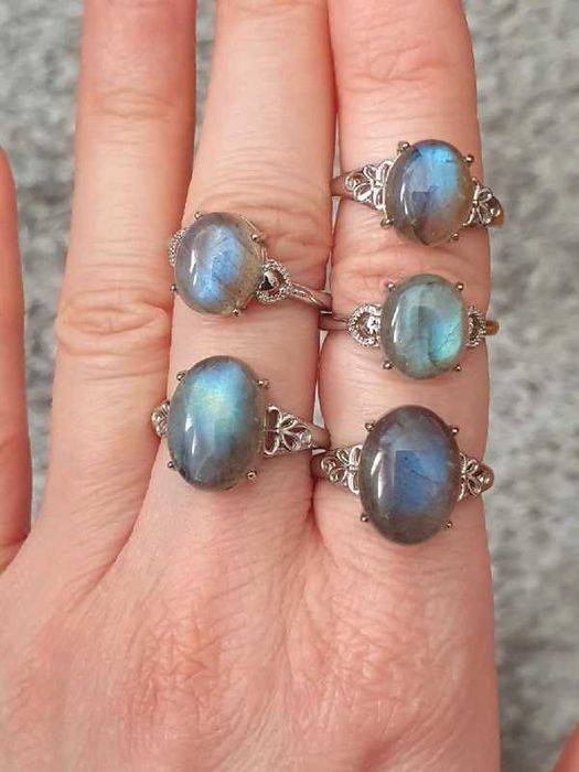 Anel de labradorite azul 14mm ou 11mm (ajustável) - ESCOLHER UM