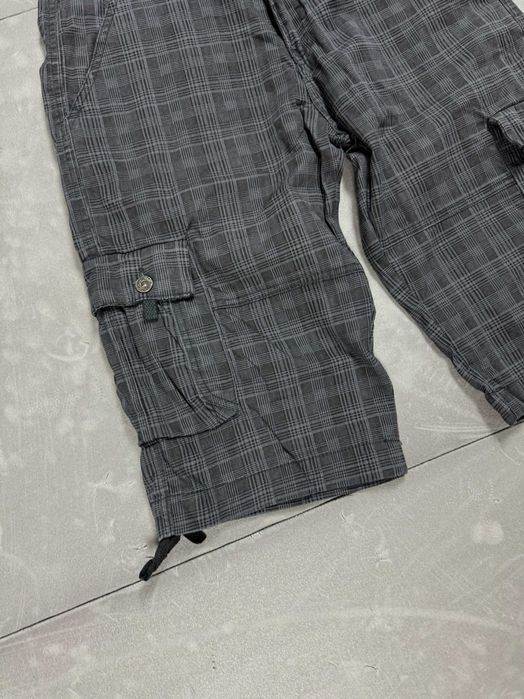 Cargo krótkie spodenki jeansowe w kratkę 90s (M/L) 80s y2k szorty